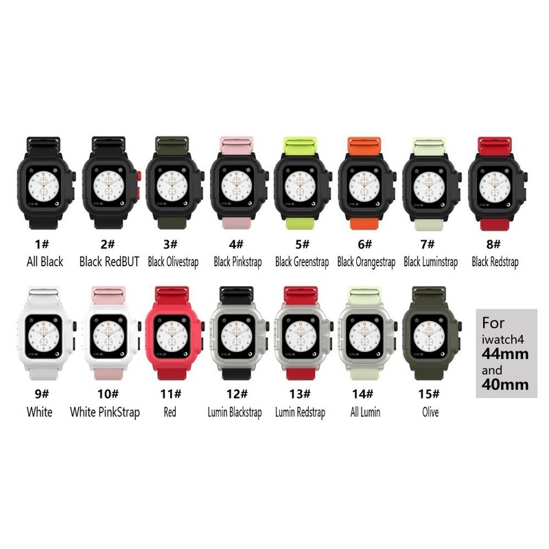 Apple Watch 시리즈 6 se 5 4 용 스트랩 포함 IP68 방수 케이스, 44mm 40mm, iWatch 시리즈 1 2 3 42mm