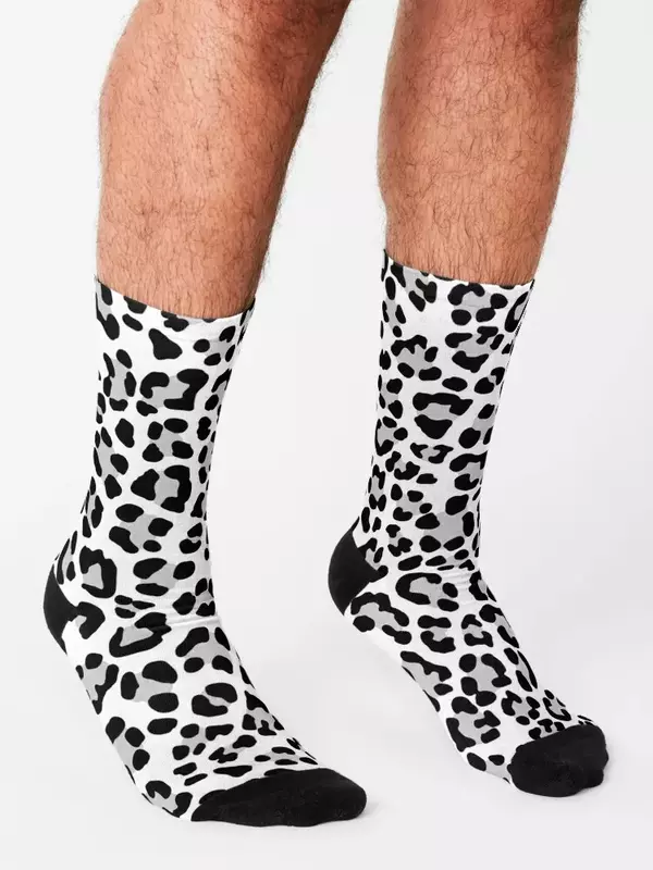 Черно-белые носки с леопардовым принтом, забавные носки для Хэллоуина, спорта и отдыха, тенниса, женские носки, мужские носки