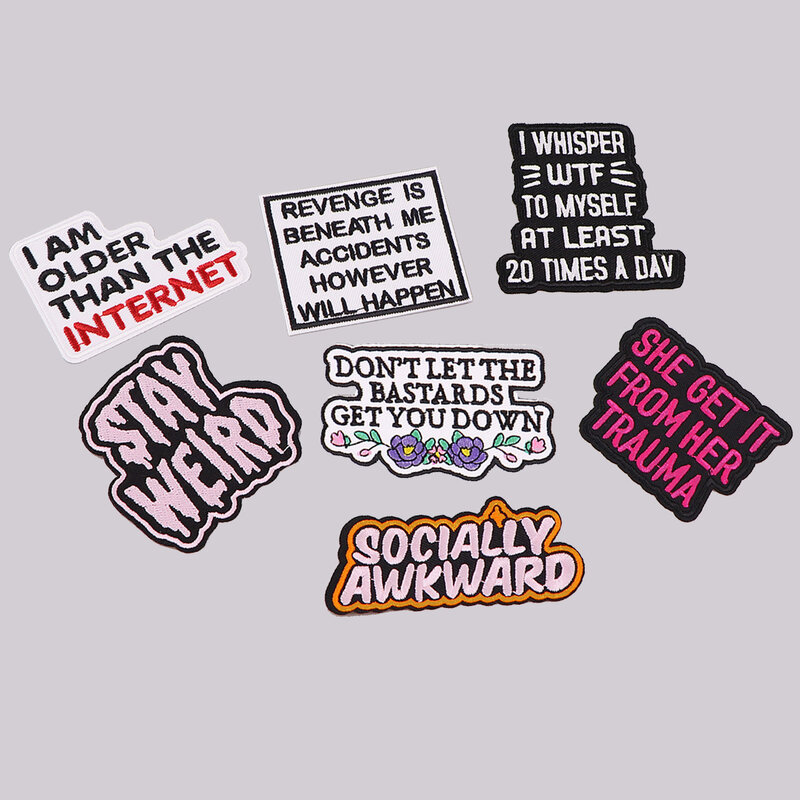 Lustige Zitate Stickerei Patch Eisen auf Patches für Kleidung Patches auf Kleidung Punk Bügeln Aufkleber Patches DIY Zubehör