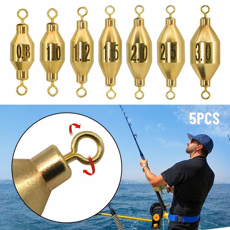 5Pcs 1.8/3.5/5/7/10g Line Sinkers Sharped Additional Weight Hook Connector Brass Copper Fishing Lead fall Sinker