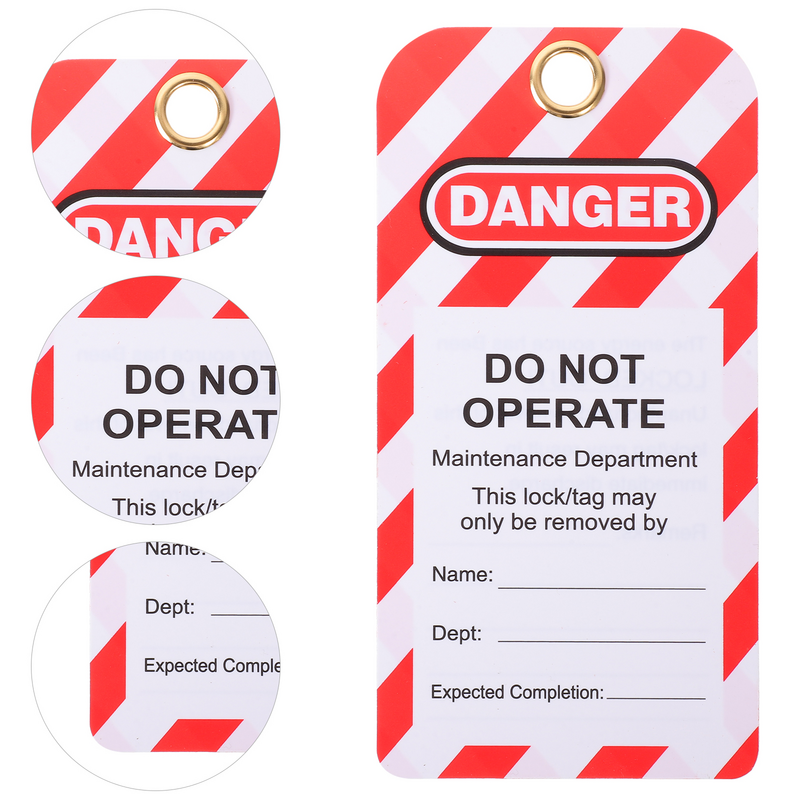 10 buah Label kunci Tag bahaya penguncian Label pengunci tanda peringatan gantung tidak beroperasi
