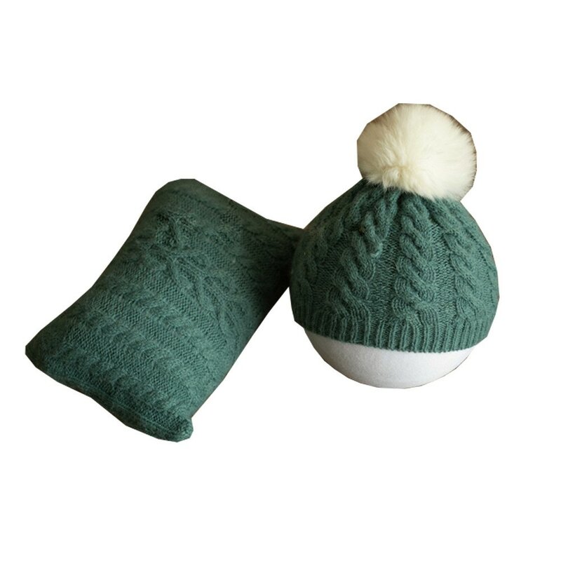 2023 Newborn twist pom hat with pillow set for photography props,baby photo props