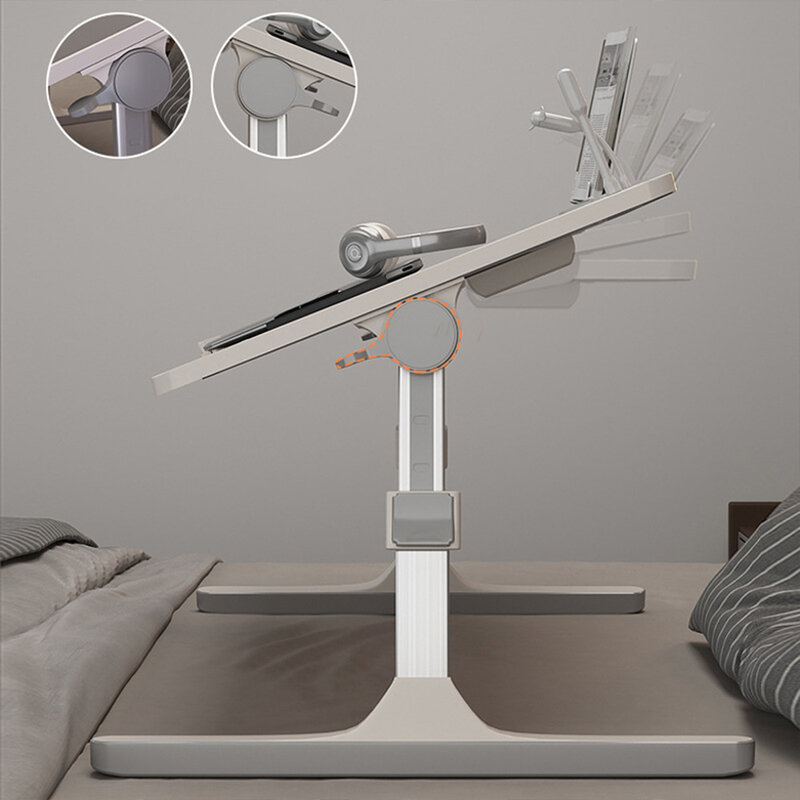 Meja Laptop untuk tempat tidur, sudut dapat disesuaikan 0-30 ° ketinggian dapat disesuaikan 9.4 "-12.6" meja berdiri portabel