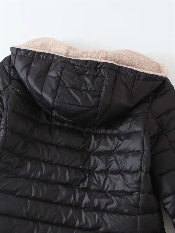 Jaket hoodie katun wanita, jaket Luaran Parka longgar ritsleting, lapisan mewah ringan musim gugur 2023