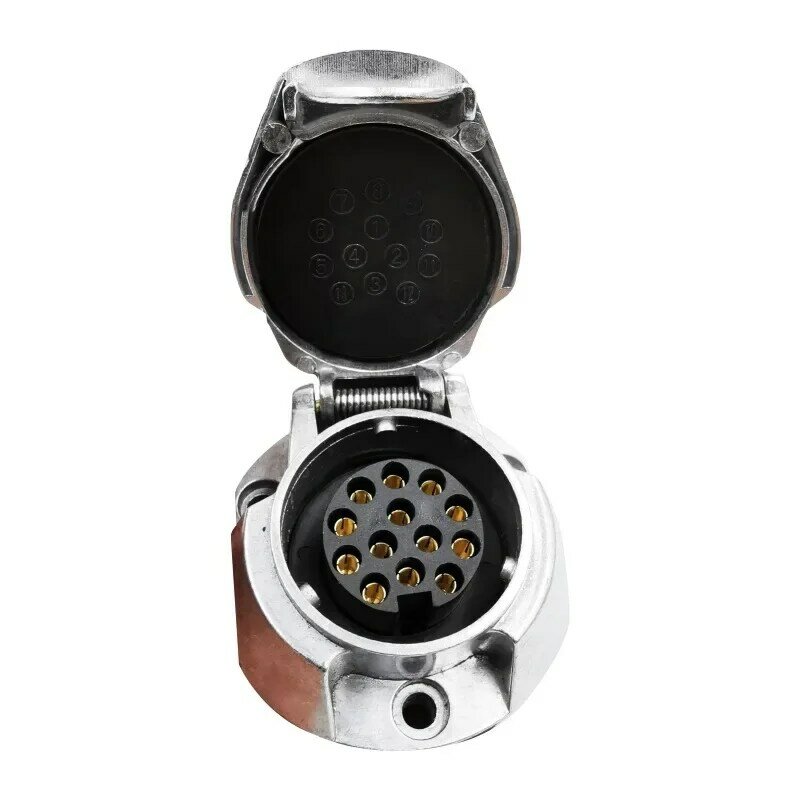 12V 13/7 Pin Adaptor Konektor Listrik Tahan Lama Aluminium untuk Suku Cadang Karavan Soket Trailer Kapal Pesiar Truk RV Standar Eropa
