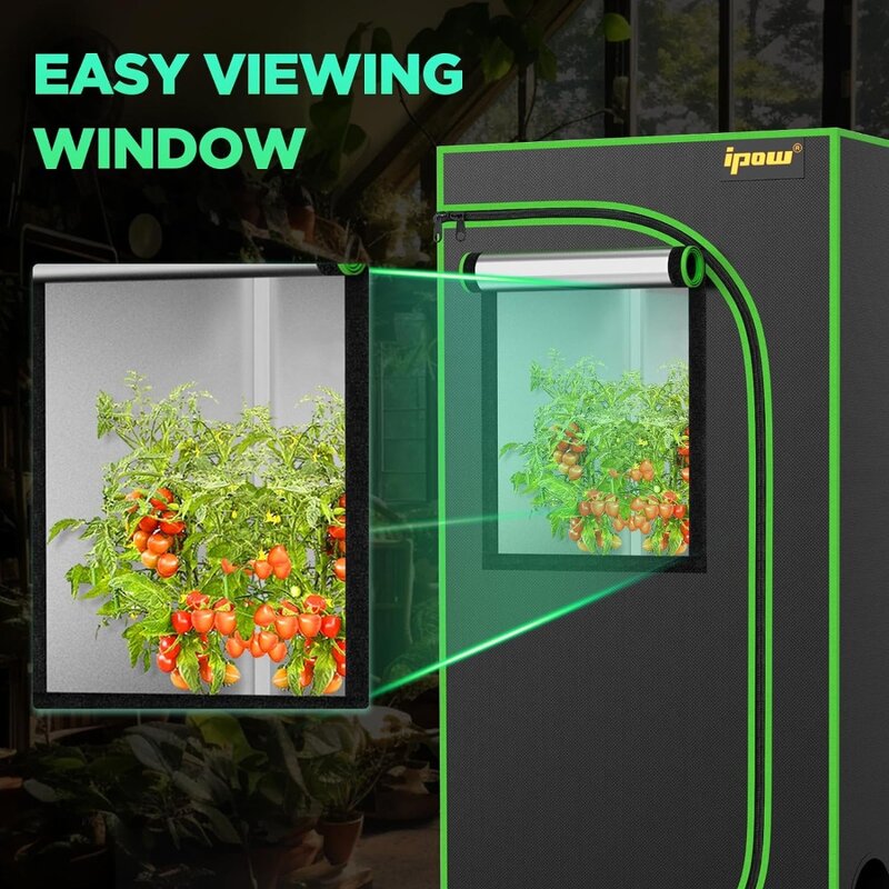 IPOW 4x4 Grow Tent Kit, 48" x 48" x 80" Grow Tent Complete System Indoor Kit with Full Spectrum LED Grow Light