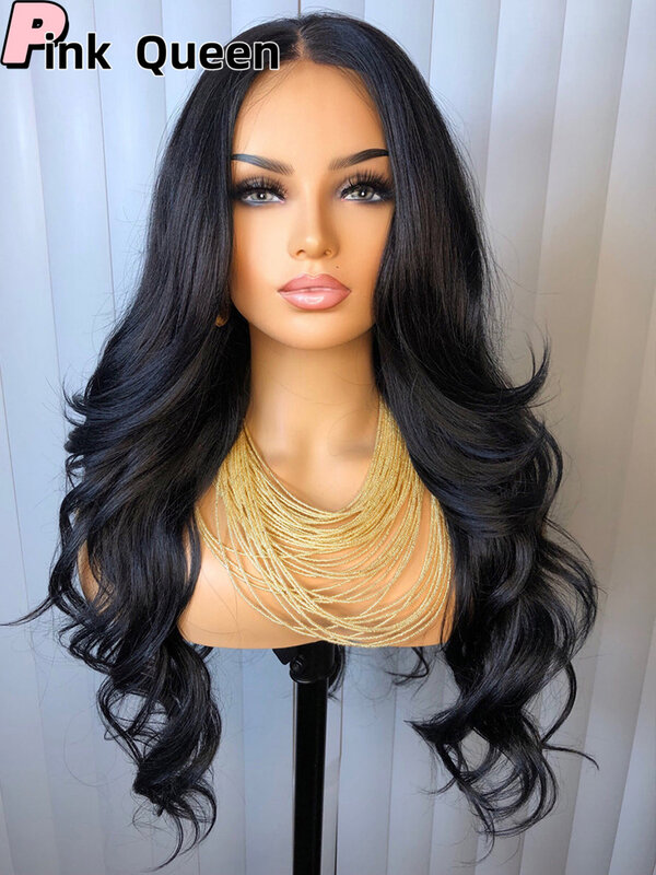 13*4 Fashion lace front wig Black big wave wig free shipping chemical fiber head cover natural curly hair daily wear hairpiece