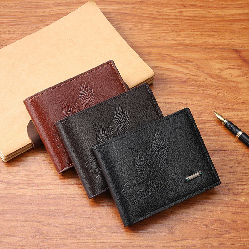 Porte-monnaie en cuir PU pour homme, porte-cartes de crédit, poudres de changement d'argent, petit portefeuille vintage minimaliste