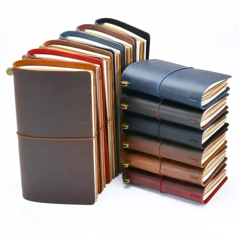 Moterm-Cuaderno de Cuero 100% genuino hecho a mano, diario Vintage de piel de vaca, cuaderno de bocetos, planificador, cubierta de cuaderno de viaje TN, gran oferta