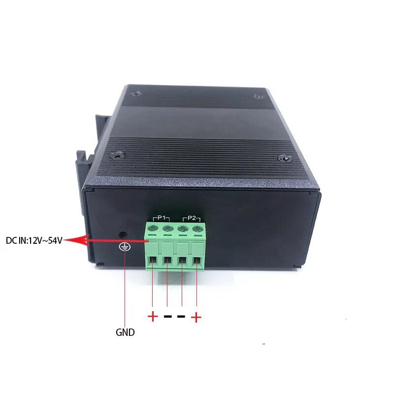 Interruptor industrial dos ethernet com caixa do metal, 10/100m, 12v-54v, 10/100m