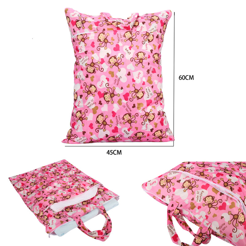 AIO-Sacos de fraldas laváveis reutilizáveis para mulheres, bolsos duplos, alças para maternidade, bolsa de viagem, acessórios para bebés, 45x60cm, 1pc