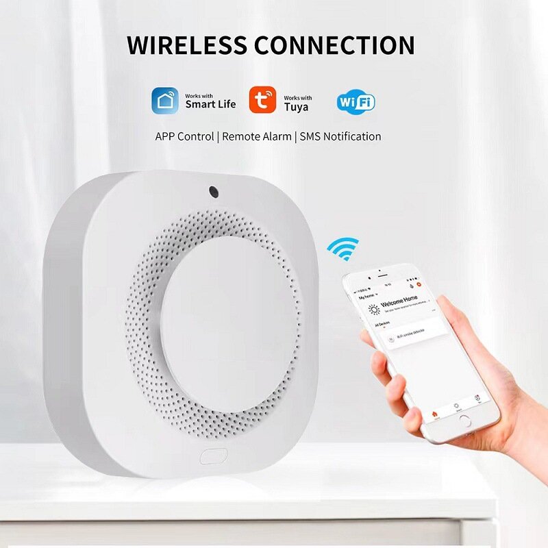 Tuya Smart Zigbee/Wifi detektor dymu inteligentna ochrona przeciwpożarowa Alarm bezpieczeństwa w domu Alarm dźwiękowy i świetlny kontrola aplikacji