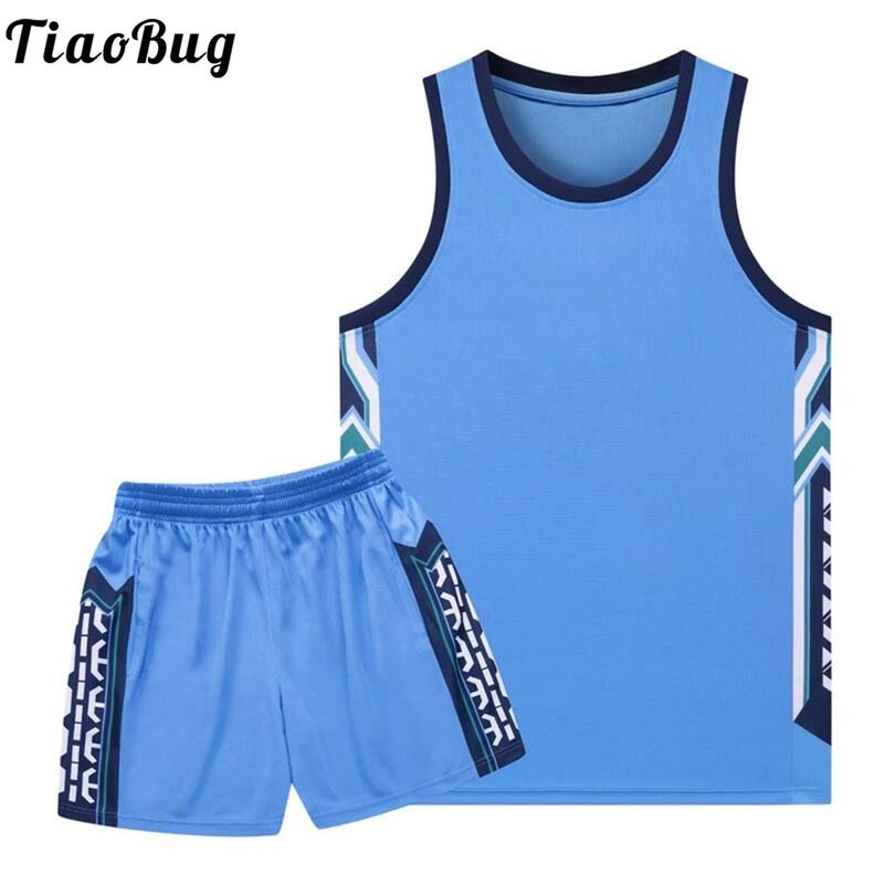 Kids Boys Girls Sport Suit Quick Dry Basketball Football Uniform Sleeveless Tank Top Vest with Shorts Athletic Clothes Tracksuit