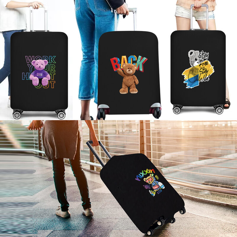 18インチ〜28インチのスーツケース用の厚いカバー,衣類の保護カバー,かわいいクマのプリントが施されたトラベルアクセサリー