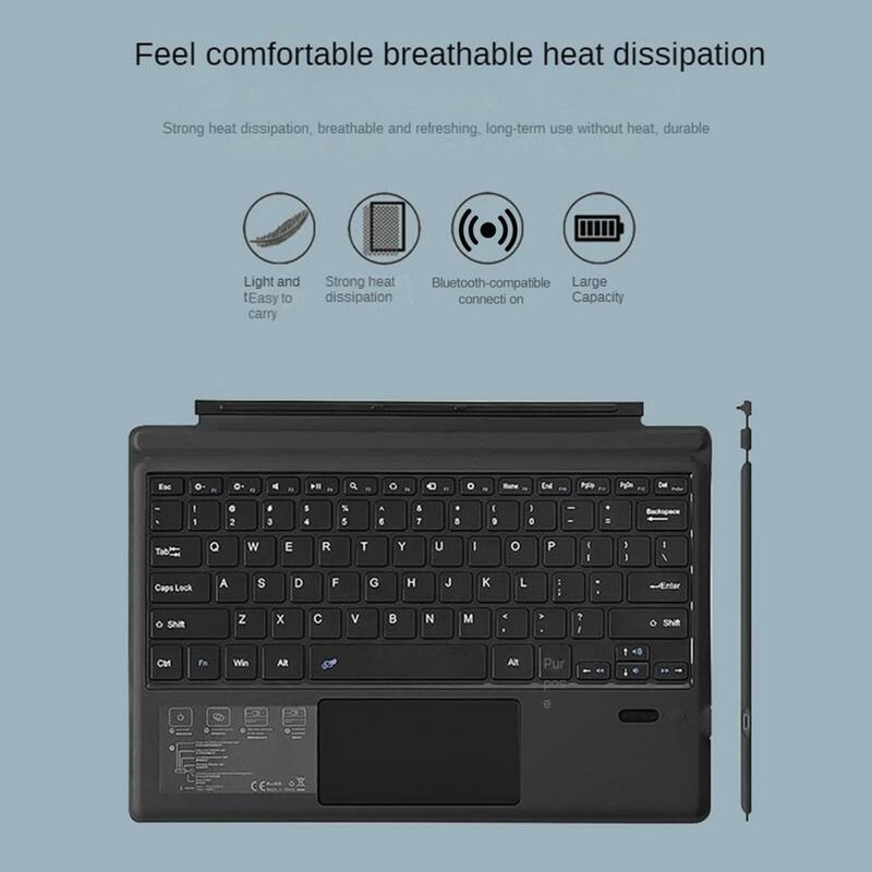 Keyboard Tablet dengan tempat pena Keyboard dengan lampu latar warna-warni permukaan Keyboard Tablet Pro pelindung untuk permukaan
