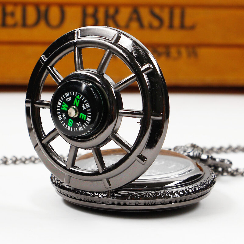 Reloj de bolsillo de cuarzo con diseño decorativo de brújula para hombres y mujeres, Collar personalizado con cadena, regalos