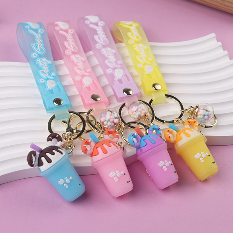 Personalidade Criativa Ice Cream Shape Keychians Para As Mulheres Cute Car Bag Keychain Decore Mulheres Acessórios Tendência Jóias
