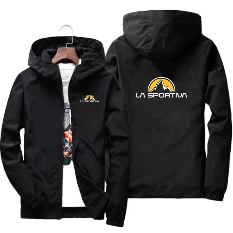 2024 New Spring and Autumn Leisure La Sportiva Men's High Quality Printed Outdoor Sports Jackets, Hooded Windproof Fashion Light