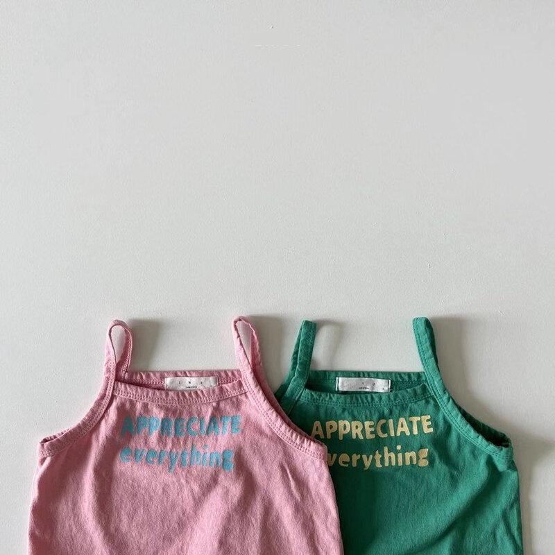 2023 New Baby Summer Sleeveless T Shirts Infant Girl Fashion Letter Print Sling Vest Toddler Boy Cotton T Shirt Kids Tee Tops