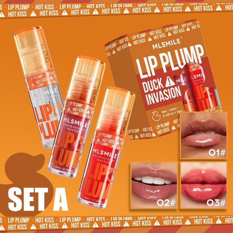 New listing duck lip oil lip gloss set mirror moisturizing Pearl doodle lip care transparent oil