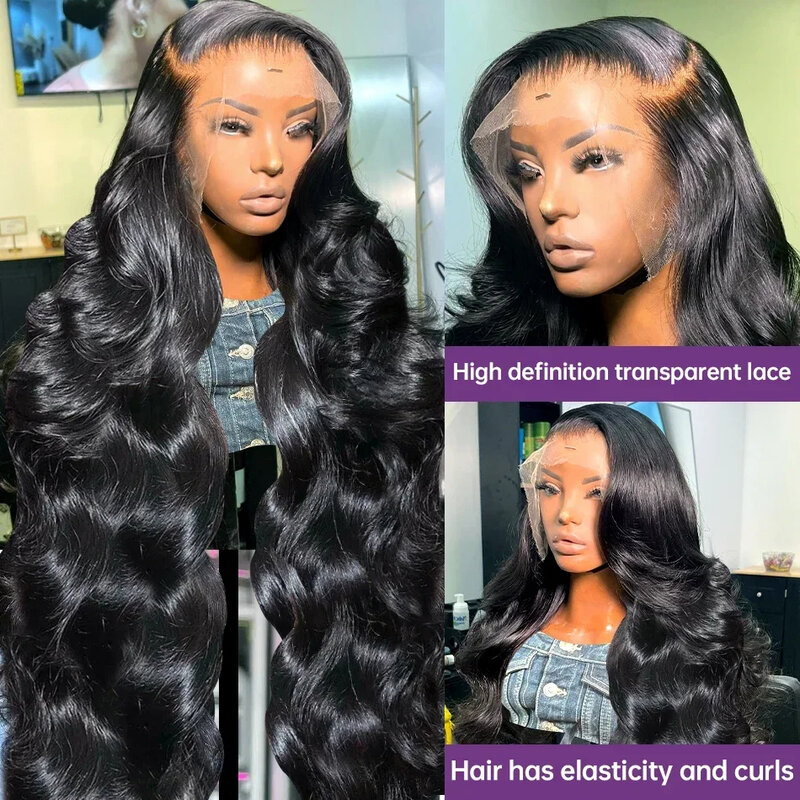 Peluca de cabello humano ondulado para mujer, postizo de encaje Frontal Hd de 34 pulgadas, 4x4, 5x5, 13x6, 360