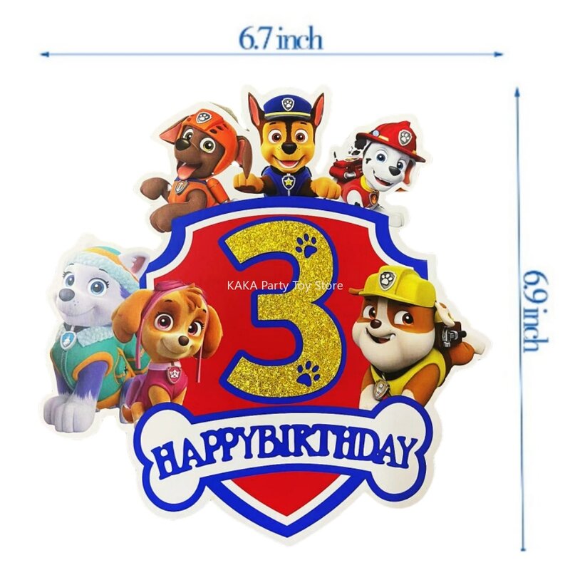 Paw Patrol Birthday Decoration Happy Birthday Party Cake Decor Paw Patrol Cake Toppers per la festa di compleanno Baby Shower Supplies
