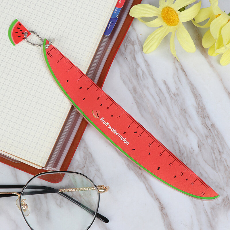 플라스틱 눈금자 스트레이트 측정 도구, 귀여운 과일 패턴, 학교 재료