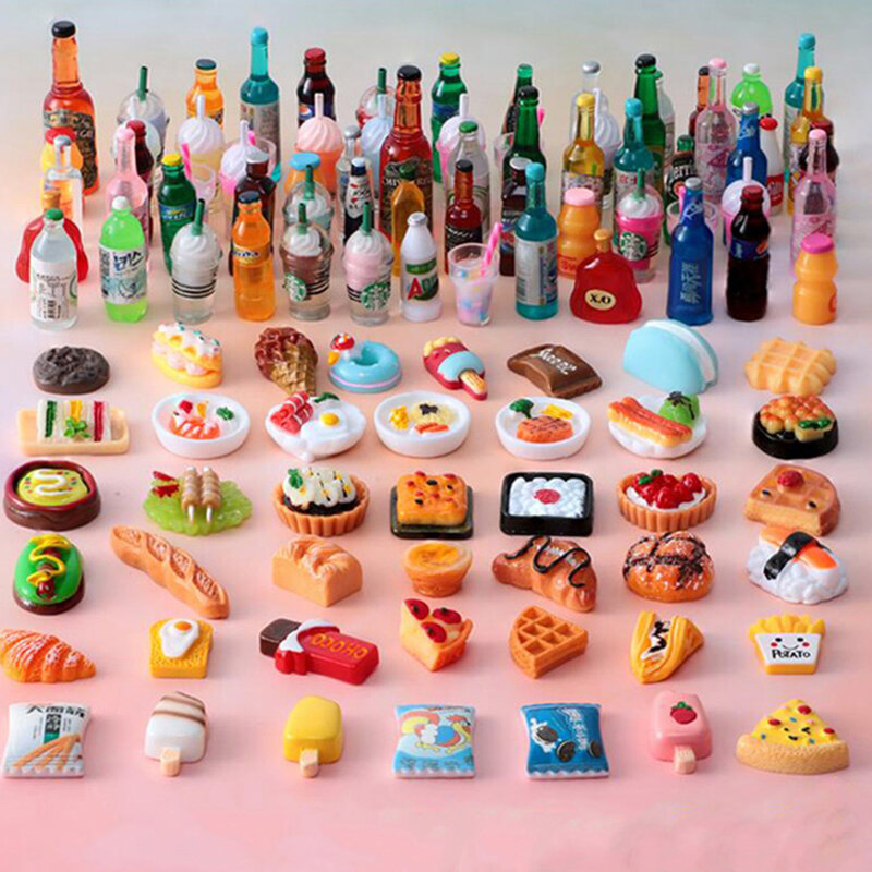 미니 음식 음료 바비 인형 액세서리 소형 항목 1:12 인형 집 부엌 장식품 인형 파티 음료 아기 장난감 선물
