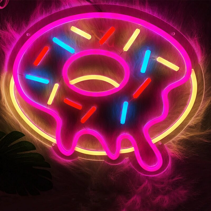 Donut gourmet four-color neon signs, for restaurants, parties and birthdays, can be customized to make your life more colorful