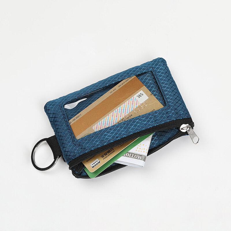 RFID Blocking hängenden Hals Geldbörse lässigen Stoff kleinen quadratischen klaren Reiß verschluss Karten halter Reise Pass Karte Tasche Karte Lagerung