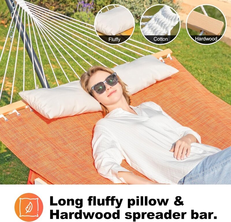 Sneldrogende Hangmat Met Standaard Inbegrepen Voor Buiten 2 Personen, Waterdichte Textilene Dubbele 55 ''Hangmatten