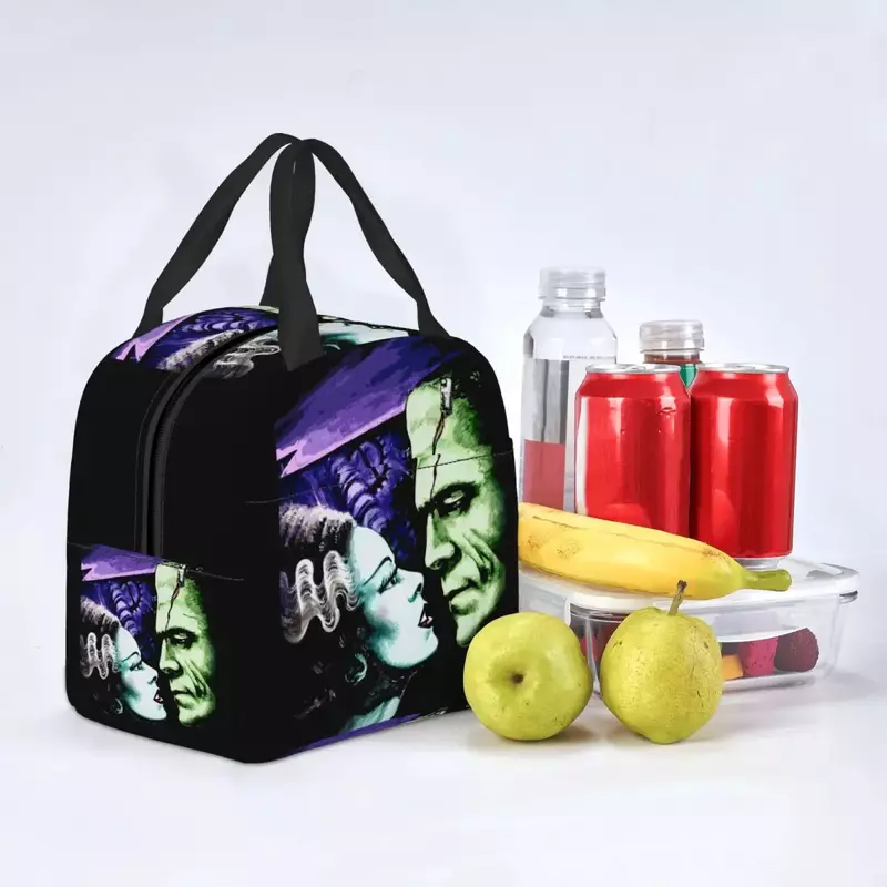 Bride Of Frankenstein Thermal Insulated Lunch Bag Women Horror Film Portable Lunch Container Box for School Picnic Food Bags