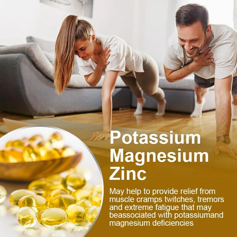 Cápsula de Zinc y magnesio potásico que alivia las sacudidas, los temblores, los calambres musculares, la fatiga extrema y los dolores de cabeza, regula el sueño