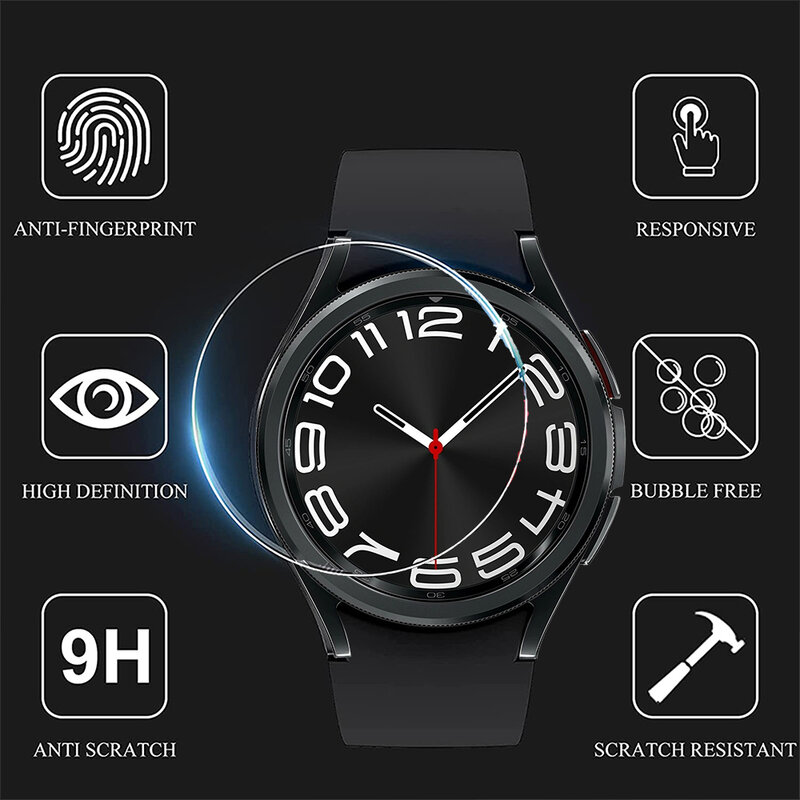 Vidro temperado para Samsung Galaxy Watch, protetor de tela, anti-risco, filmes anti-impressão digital, clássico, 4, 5, 6, 40mm, 44mm, 43mm, 47mm