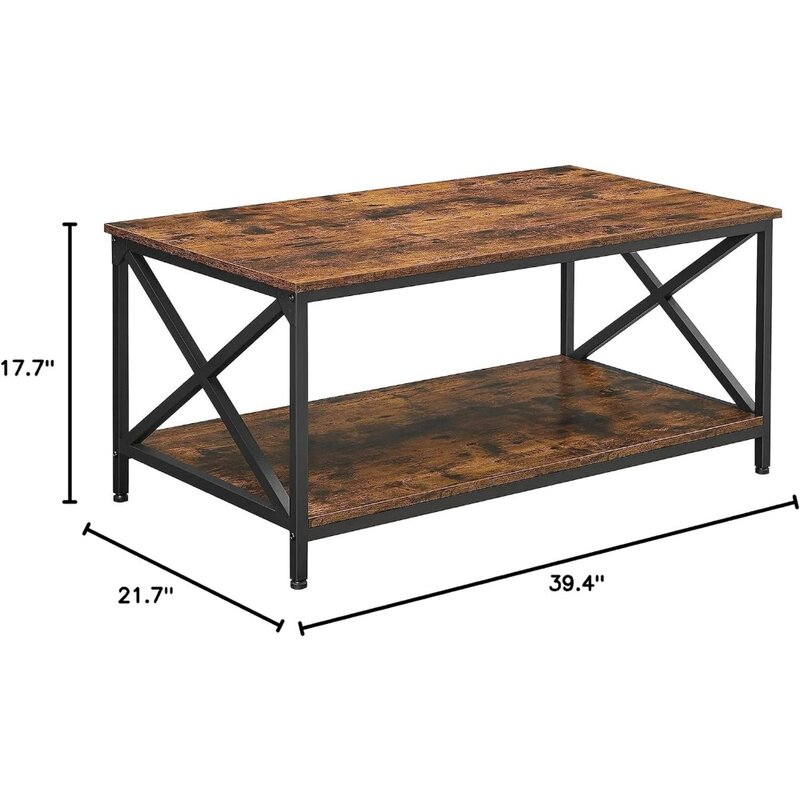 Mesa de café industrial estilo fazenda, Design moderno mesa de café, 39.4X21.7X17.7 polegadas, Mesas de café para sala