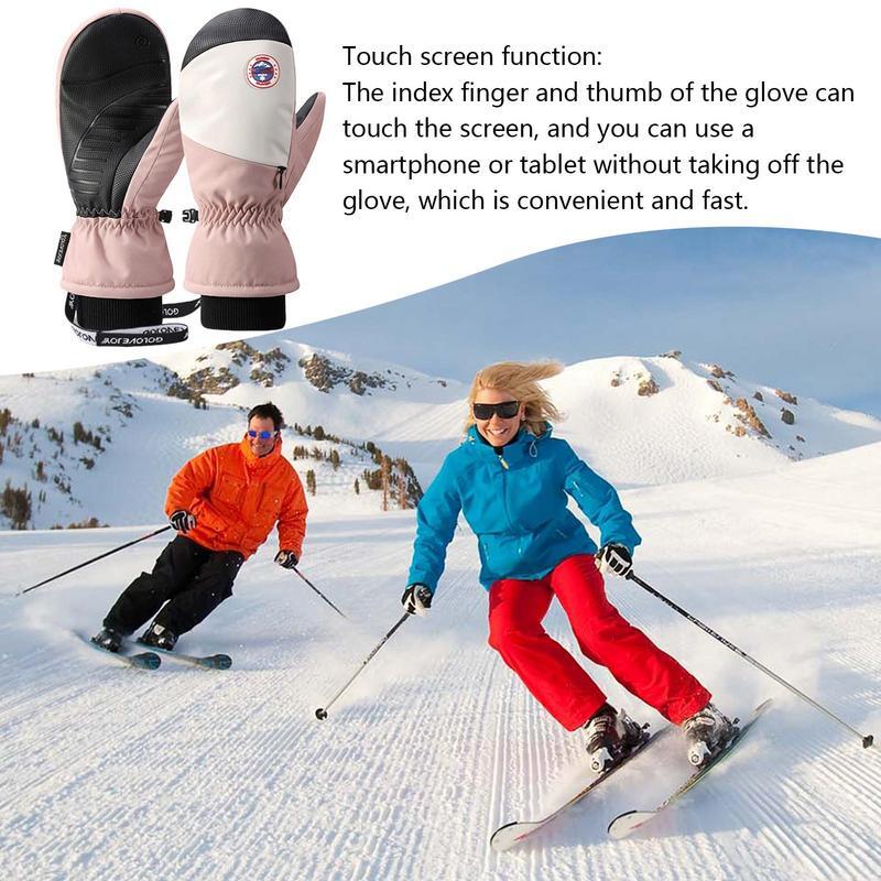 Snow Gloves For Men Waterproof Snow Gloves Women's Touchscreen Winter Gloves Thermal Ski Gloves Windproof With Wrist Leashes