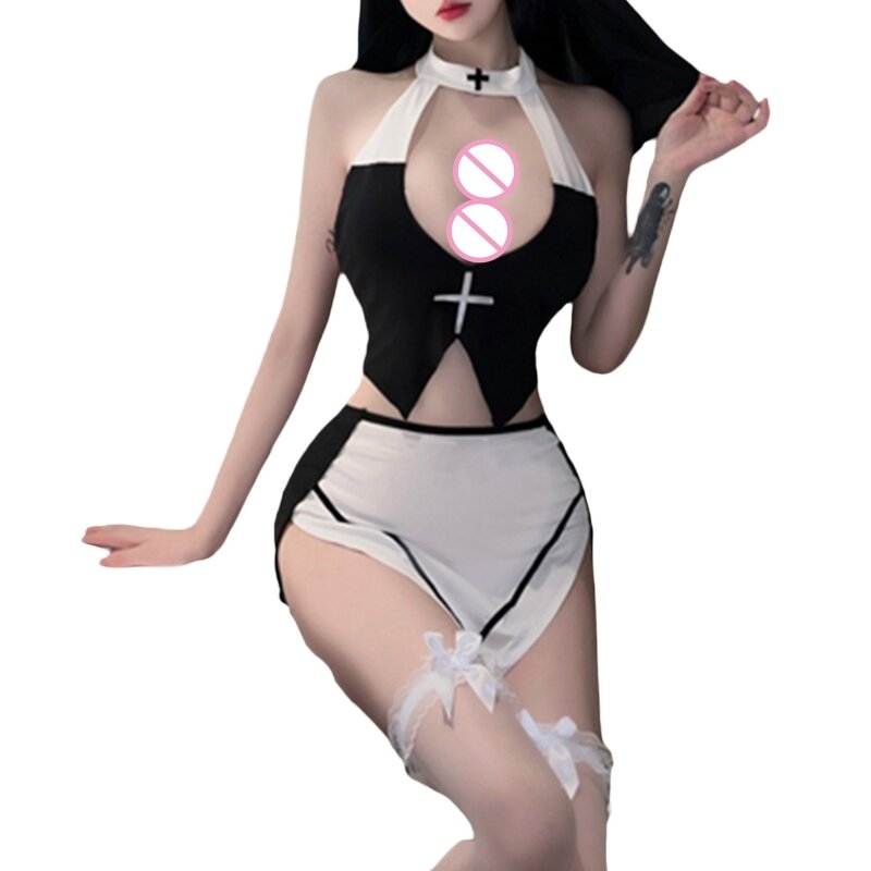 Women Sexy Nun Outfit Sexy Nun Cosplay Lingerie Sexy Nun Dress Naughty Nun Dress Sexy Nun Costume N7YF