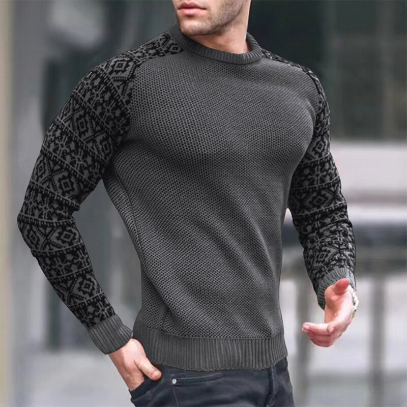 남성용 보온 속옷, 기본 프린트 니트 스웨터, 따뜻한 풀오버, 긴 소매 상의, 근육 피트니스 스웨터, 남성 의류, 겨울
