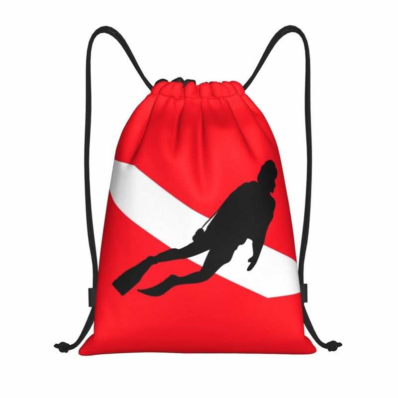 Custom Scuba Diver Down Flag Drawstring Bags Men Women Lightweight Diving Sports Gym Storage Backpack