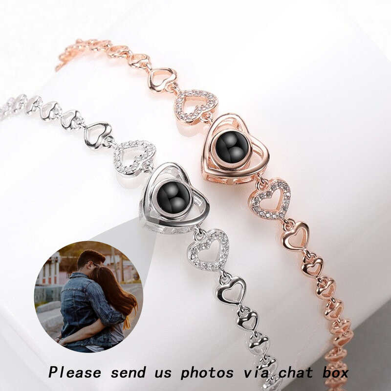 Personalized Projection Photo Bracelet-Heart Pendant Bracelet-Projection -Memorial Photo Bracelet-Photo Jewelry