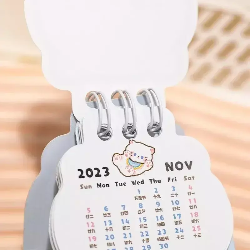 Kalender 2024 kalender meja kucing kartun lucu jadwal perencana harian Mini Kawaii untuk melakukan daftar waktu Manegement alat tulis kantor