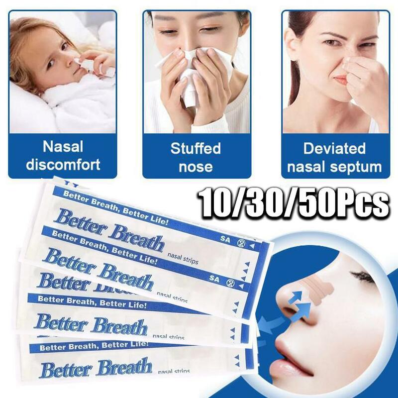 Tiras nasais para ronco, alívio de obstrução nasal, força extra, solução anti ronco para homens e mulheres, 10 PCs, 30 PCs, 50PCs