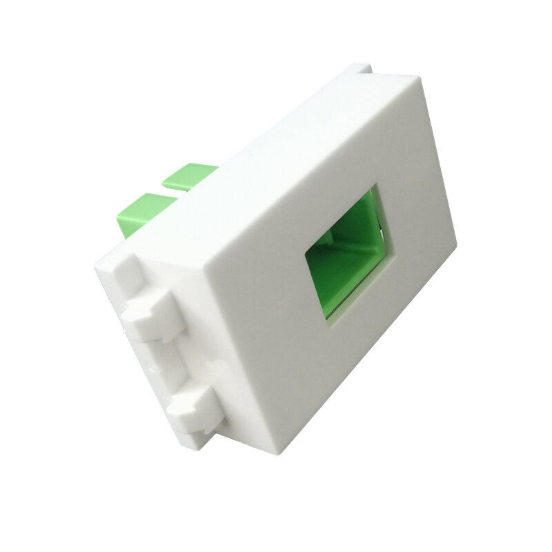 SC APC Fiber Optic Pass Through Socket 23x36mm SC-SC UPC Single-Mode Module Plug Connector In White For Network Faceplate Panel