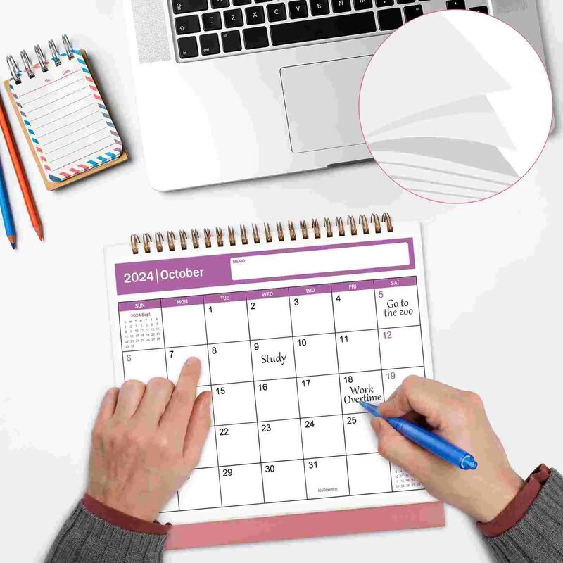 Jan 2024-Jun 2024 Desktop Holiday Reminder Calendar Office Decor Note Blocks Planner Monthly Office Decor Thick Paper Desk