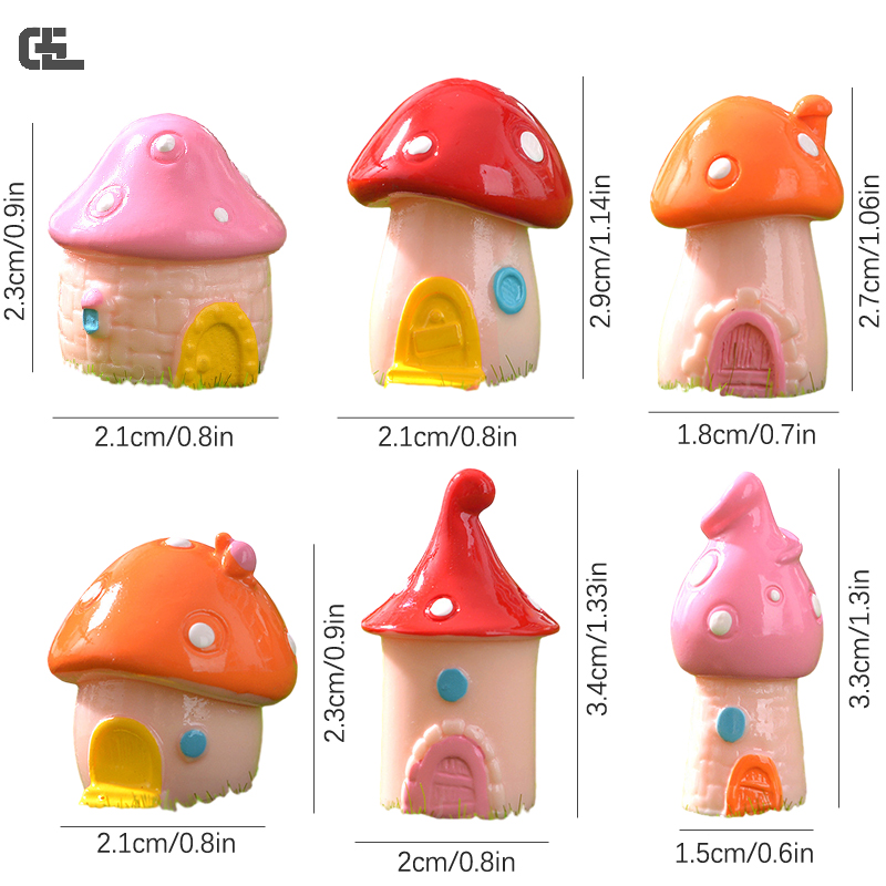 미니 귀여운 버섯 집 장식 입상, 마이크로 풍경 장식, 인형 집 미니어처 장난감, 1PC