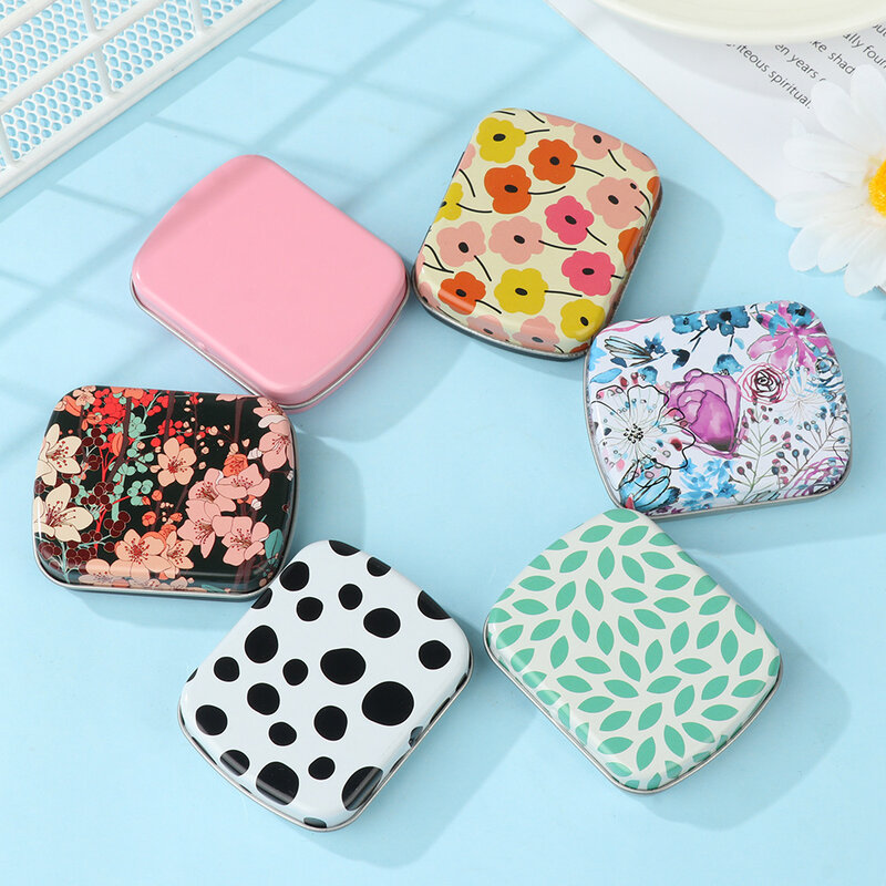 Mini Metal Hinged Tin Box with Lid Rectangular Container Portable Small Storage Container Kit Candy Pill Cases forHome Organizer