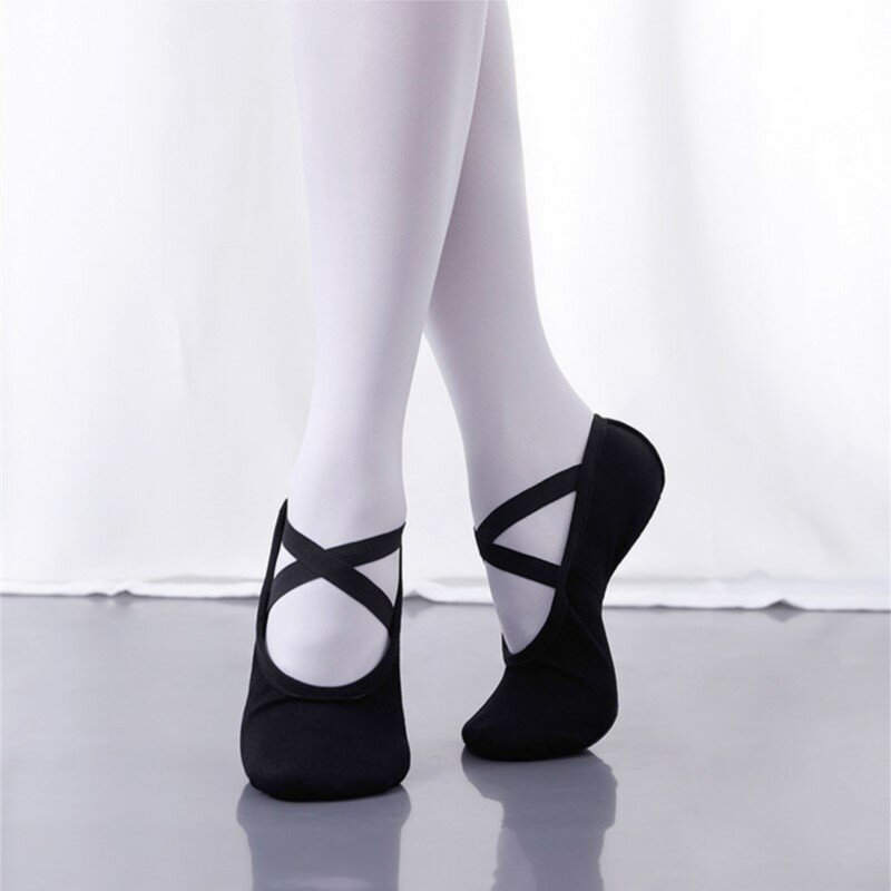 Балетные туфли для девочек, складные, из ткани, эластичные, с 4 Сторон