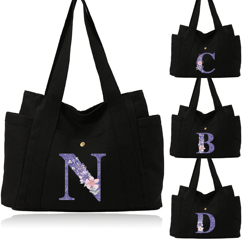 New Work Commuting Shoulder Bag Outdoor Travel Single Items Storage Bag Purple Flower Series Women Canvas Single Shoulder Bags