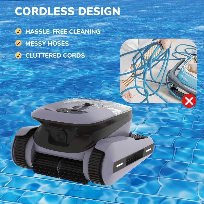 Automatyczne urządzenie do czyszczenia basenu do inteligentnego planowania ścieżki, czas pracy do 150 minut bezprzewodowy odkurzacz basenowy, odpowiedni do 2150 stóp kwadratowych
