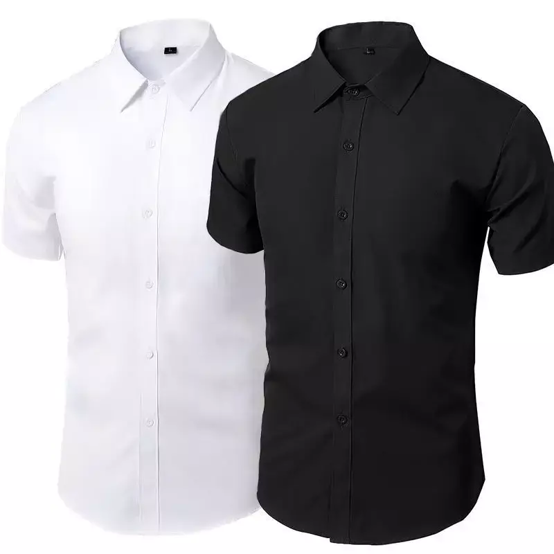 Sommer Shirt für Männer Täglich Casual Weißen Shirts Kurzarm Taste Unten Slim Fit Männlich Social Bluse 4XL 5XL